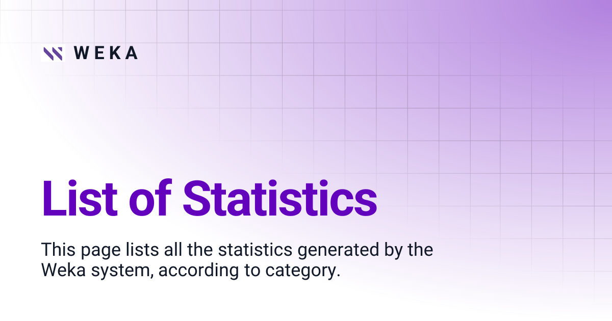 List of Statistics | 3.14 EOS | W E K A