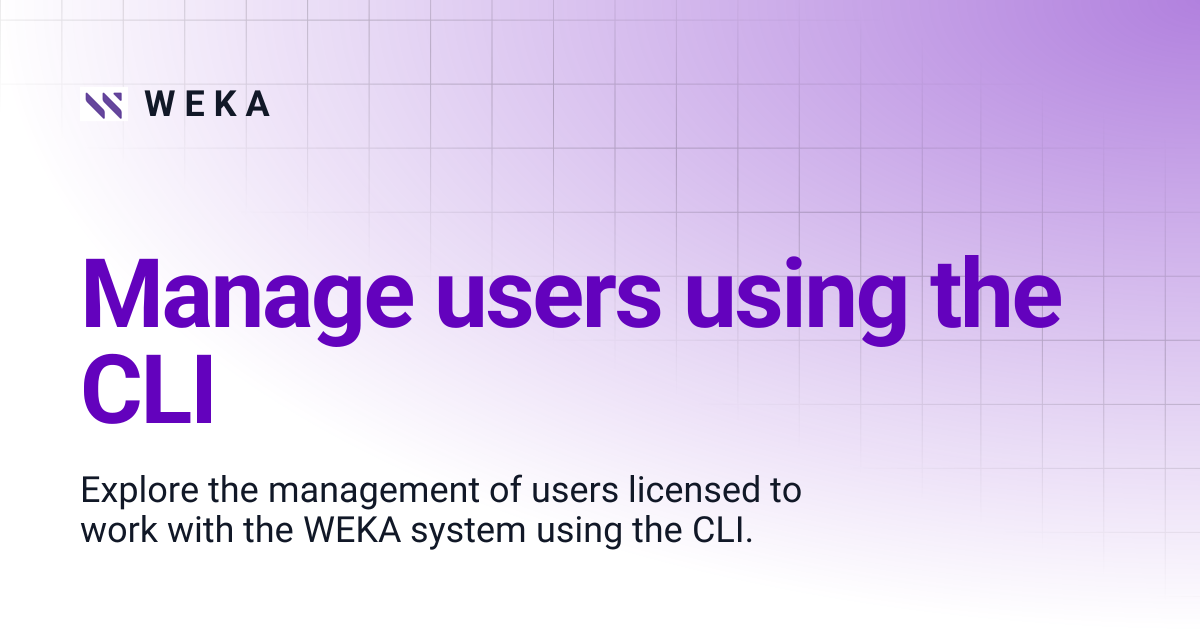 Manage users using the CLI | 4.3 | W E K A