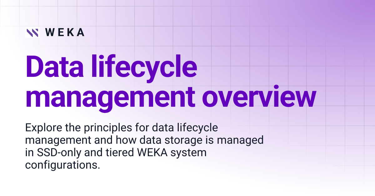 Data lifecycle management overview | 5.0 | W E K A