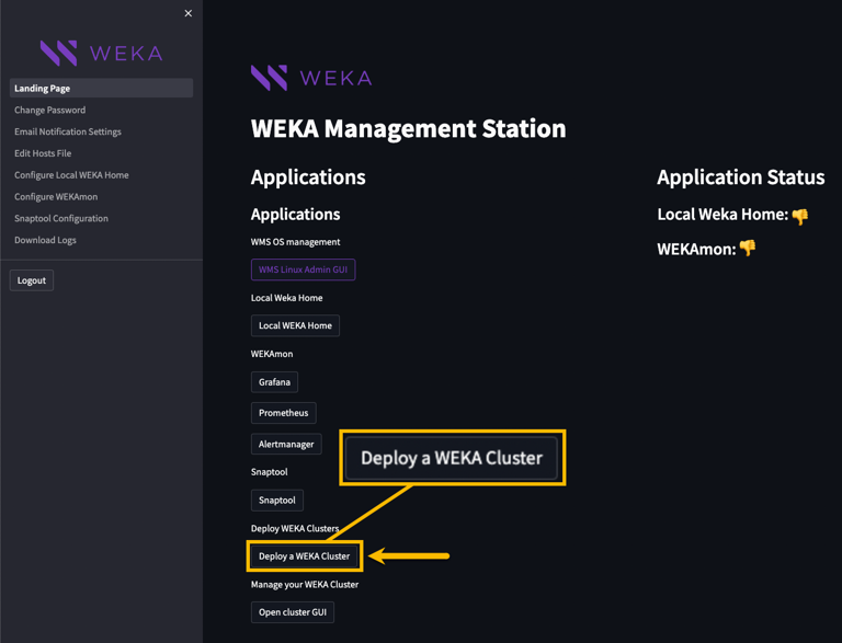 Install the WEKA cluster using the WMS with WSA | W E K A