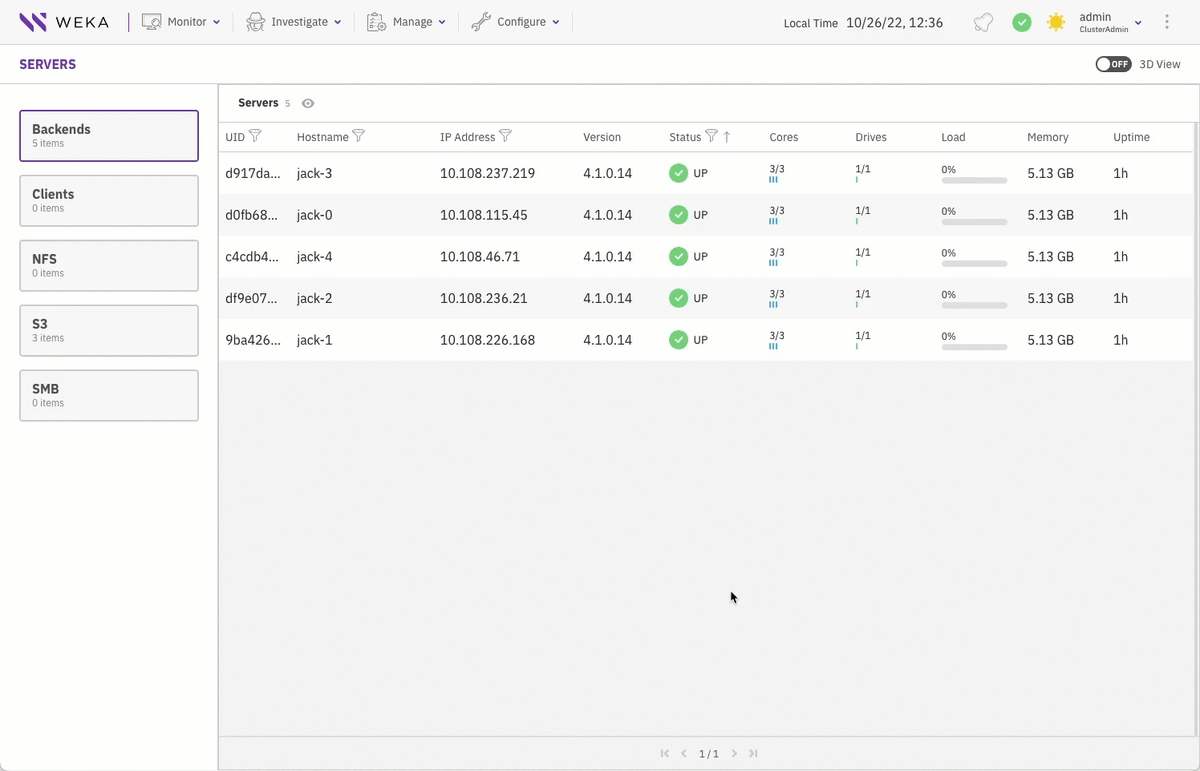 Manage the system using the WEKA GUI | W E K A