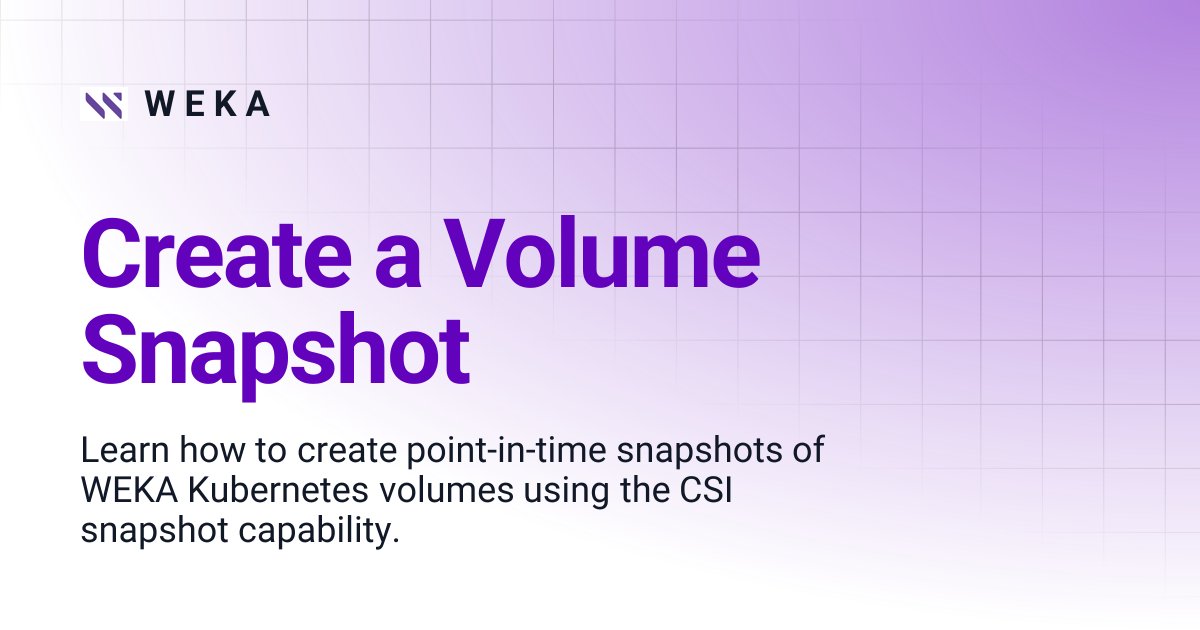 Create a Volume Snapshot | W E K A